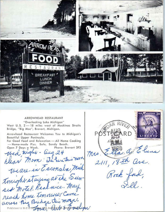 Arrowhead Restaurant - Old Postcard